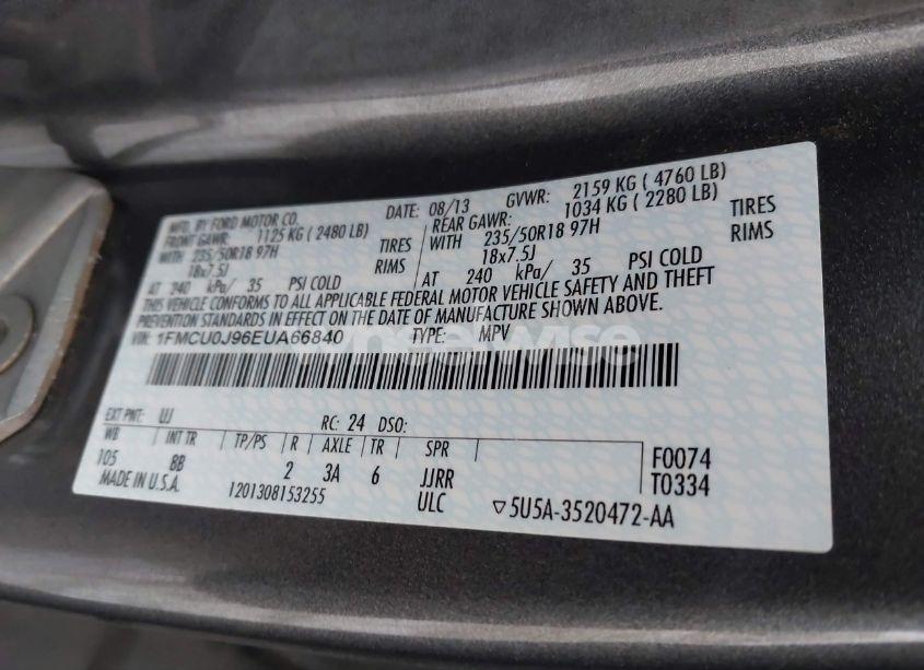 Photo 9 of 2014 Ford Escape TITANIUM (VIN 1FMCU0J96EUA66840)