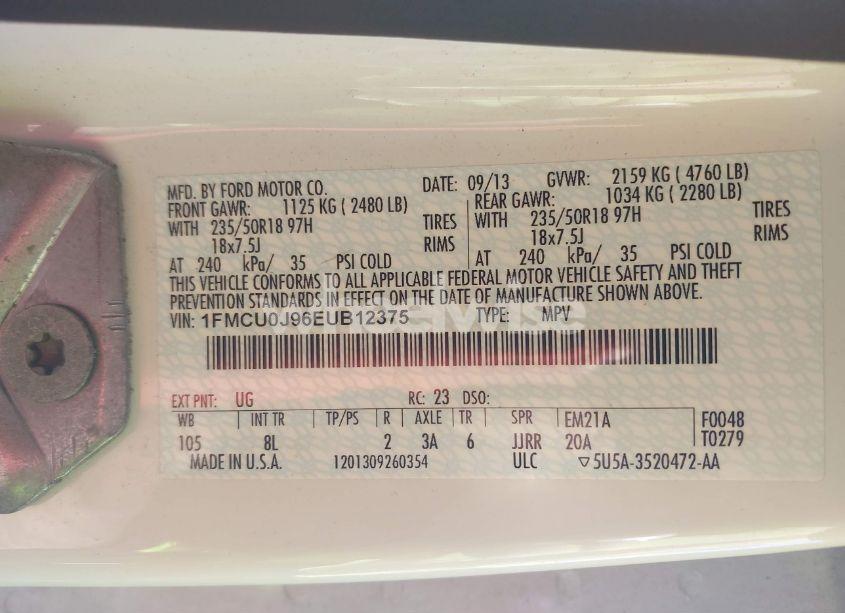 Photo 8 of 2014 Ford Escape TITANIUM (VIN 1FMCU0J96EUB12375)