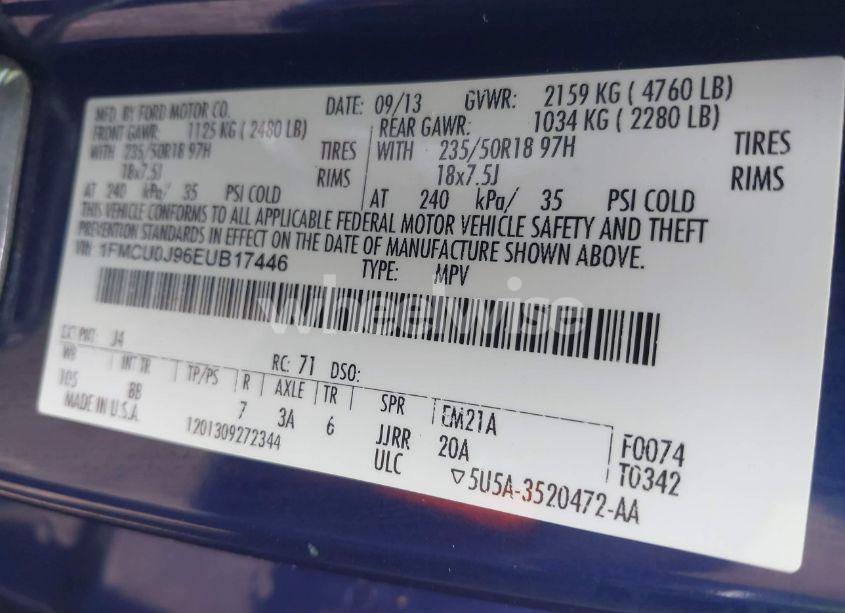 Photo 9 of 2014 Ford Escape TITANIUM (VIN 1FMCU0J96EUB17446)