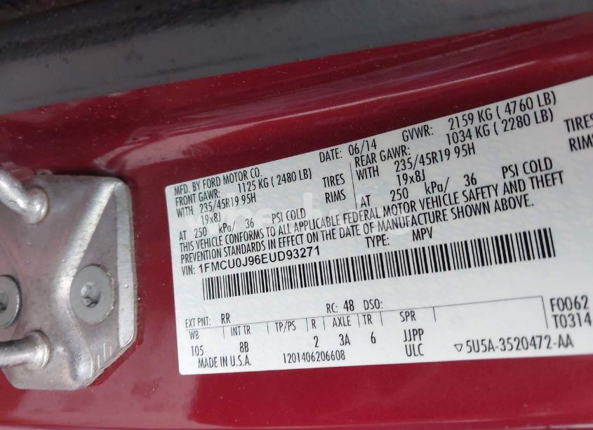 Photo 9 of 2014 Ford Escape TITANIUM (VIN 1FMCU0J96EUD93271)