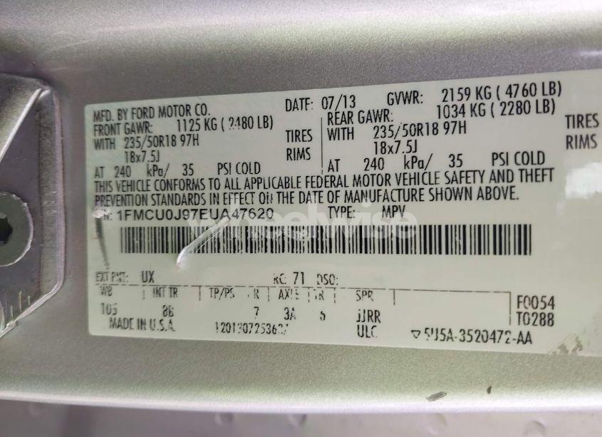 Photo 9 of 2014 Ford Escape TITANIUM (VIN 1FMCU0J97EUA47620)