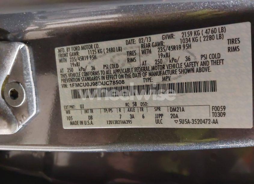 Photo 9 of 2013 Ford Escape TITANIUM (VIN 1FMCU0J98DUC78508)