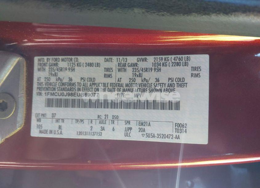 Photo 9 of 2014 Ford Escape TITANIUM (VIN 1FMCU0J98EUB69077)