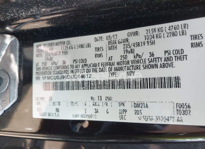 Photo 9 of 2013 Ford Escape TITANIUM (VIN 1FMCU0J99DUD14612)