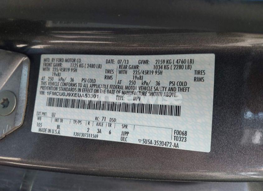 Photo 9 of 2014 Ford Escape TITANIUM (VIN 1FMCU0J9XEUA53301)