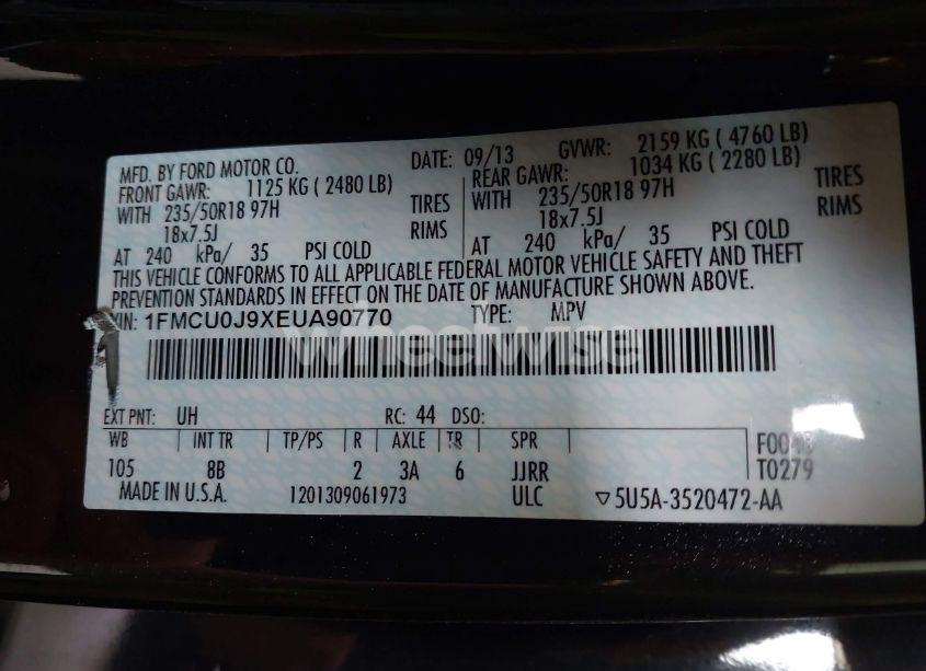 Photo 9 of 2014 Ford Escape TITANIUM (VIN 1FMCU0J9XEUA90770)