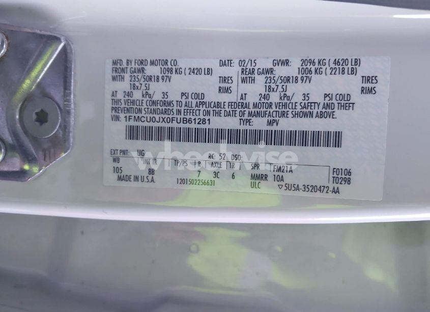 Photo 9 of 2015 Ford Escape TITANIUM (VIN 1FMCU0JX0FUB61281)