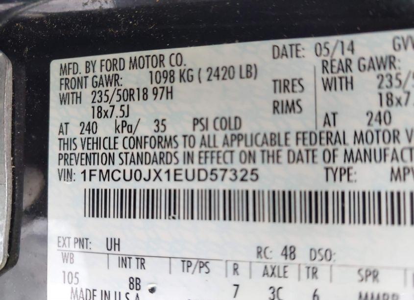 Photo 9 of 2014 Ford Escape TITANIUM (VIN 1FMCU0JX1EUD57325)