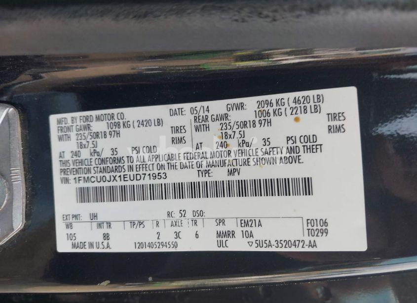 Photo 9 of 2014 Ford Escape TITANIUM (VIN 1FMCU0JX1EUD71953)