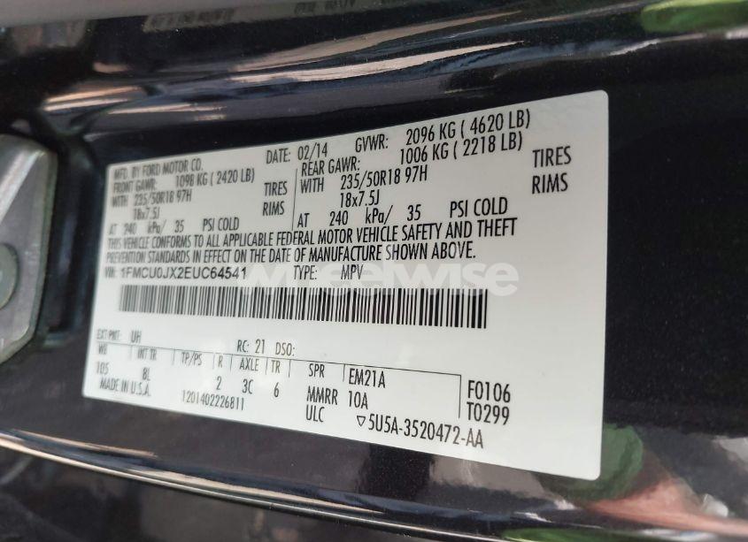 Photo 9 of 2014 Ford Escape TITANIUM (VIN 1FMCU0JX2EUC64541)