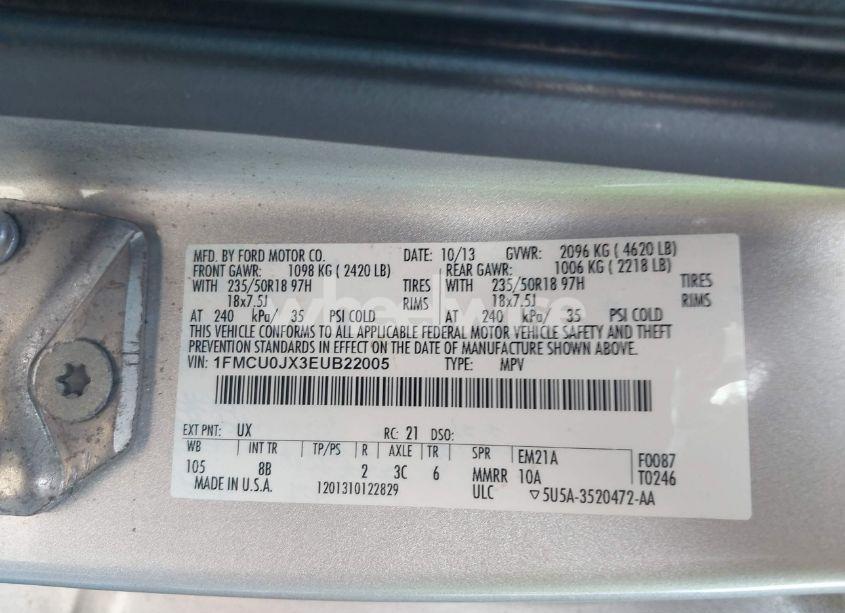 Photo 9 of 2014 Ford Escape TITANIUM (VIN 1FMCU0JX3EUB22005)