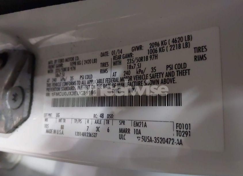 Photo 9 of 2014 Ford Escape TITANIUM (VIN 1FMCU0JX3EUC36196)