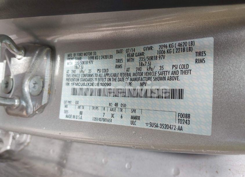 Photo 9 of 2014 Ford Escape TITANIUM (VIN 1FMCU0JX3EUE10090)