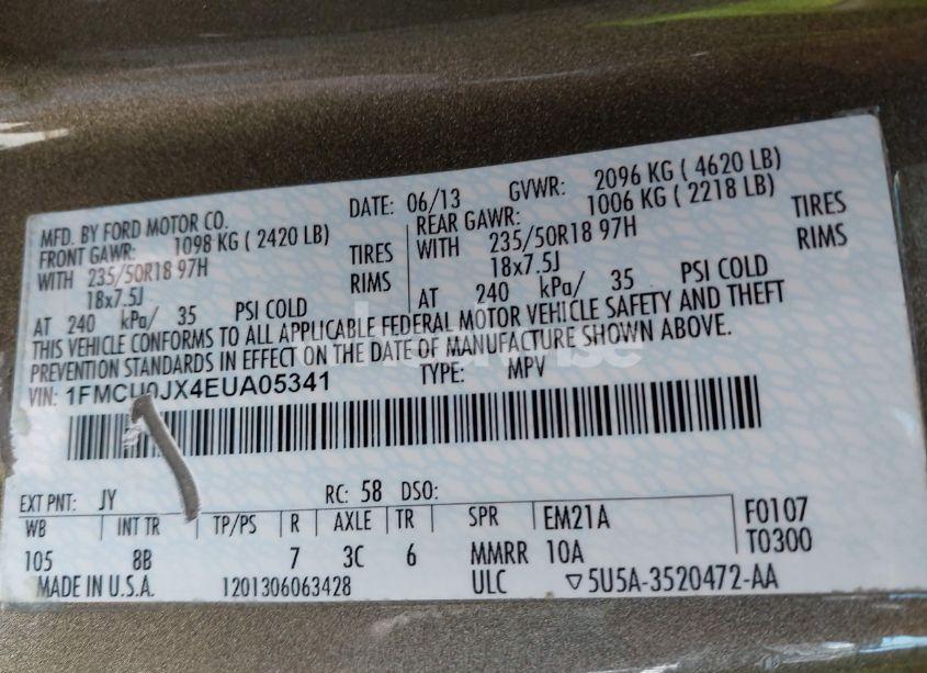 Photo 9 of 2014 Ford Escape TITANIUM (VIN 1FMCU0JX4EUA05341)