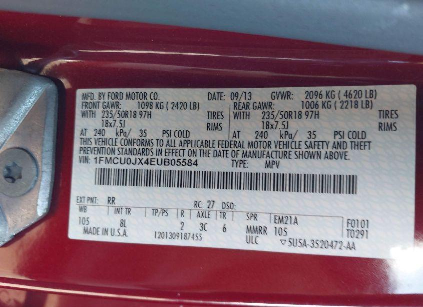 Photo 9 of 2014 Ford Escape TITANIUM (VIN 1FMCU0JX4EUB05584)