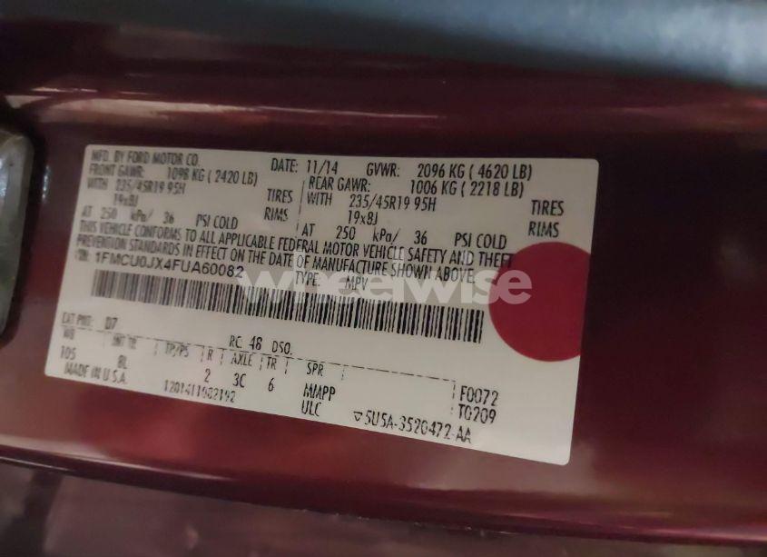 Photo 9 of 2015 Ford Escape TITANIUM (VIN 1FMCU0JX4FUA60082)