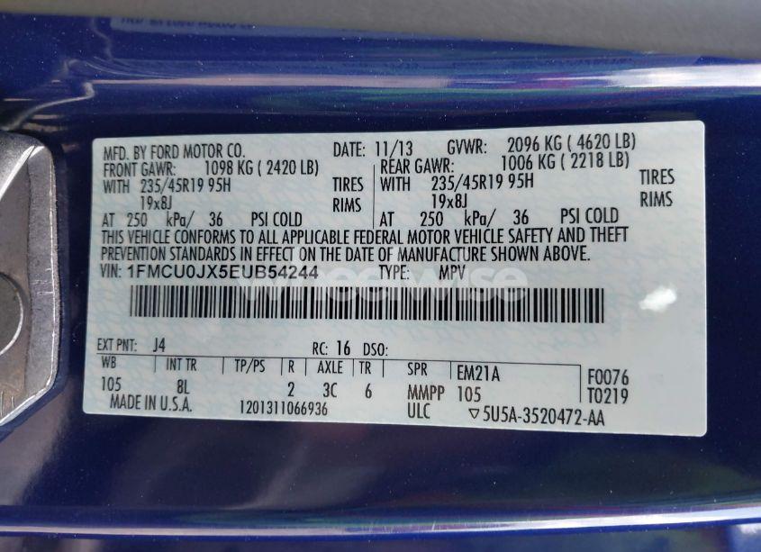 Photo 9 of 2014 Ford Escape TITANIUM (VIN 1FMCU0JX5EUB54244)