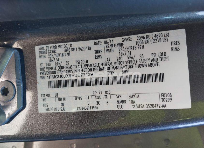 Photo 9 of 2014 Ford Escape TITANIUM (VIN 1FMCU0JX5EUD77139)