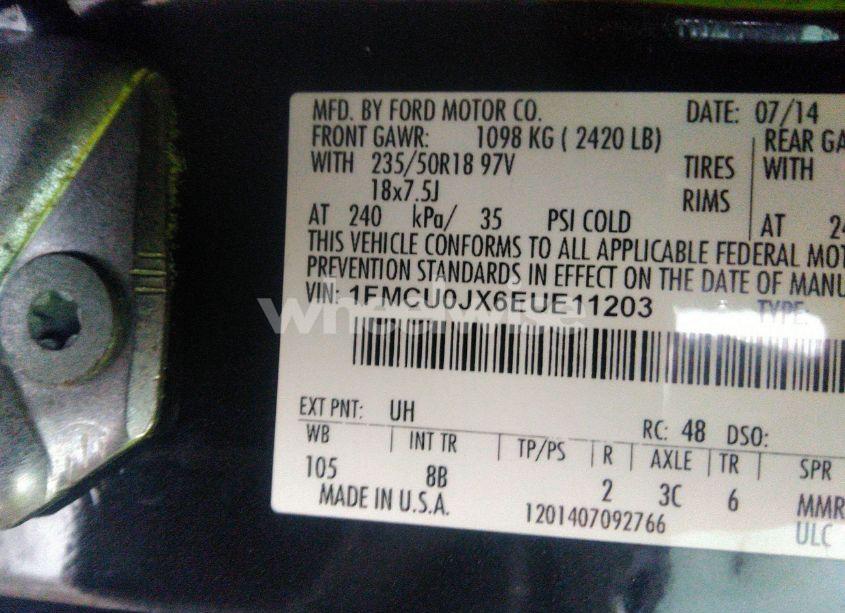 Photo 9 of 2014 Ford Escape TITANIUM (VIN 1FMCU0JX6EUE11203)