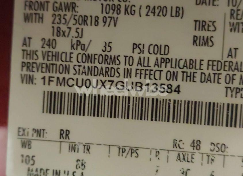 Photo 9 of 2016 Ford Escape TITANIUM (VIN 1FMCU0JX7GUB13584)