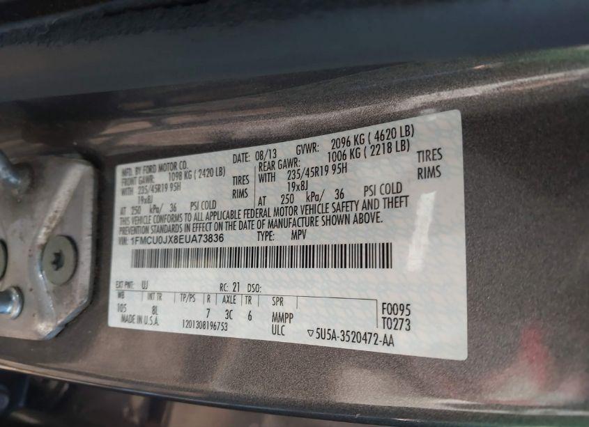 Photo 9 of 2014 Ford Escape TITANIUM (VIN 1FMCU0JX8EUA73836)