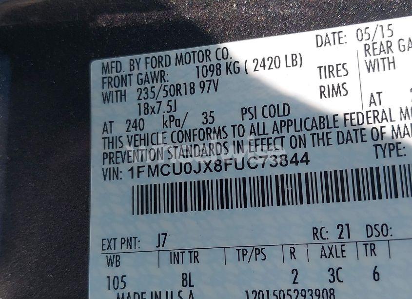 Photo 9 of 2015 Ford Escape TITANIUM (VIN 1FMCU0JX8FUC73844)