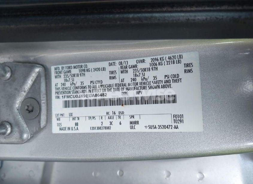 Photo 9 of 2014 Ford Escape TITANIUM (VIN 1FMCU0JX9EUA86482)