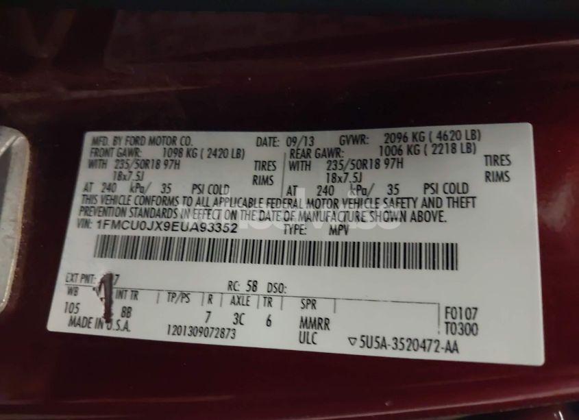 Photo 9 of 2014 Ford Escape TITANIUM (VIN 1FMCU0JX9EUA93352)