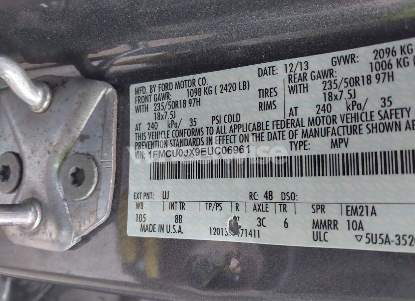 Photo 9 of 2014 Ford Escape TITANIUM (VIN 1FMCU0JX9EUC06961)