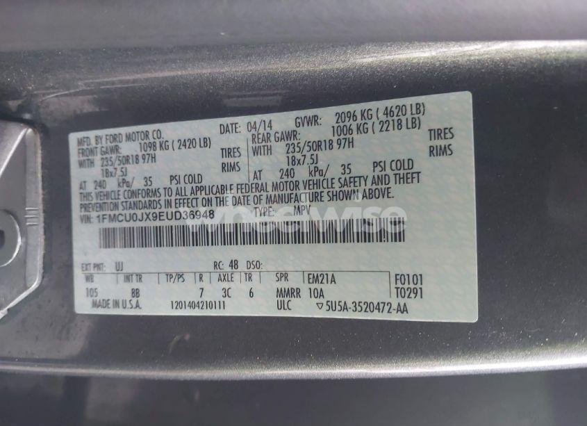 Photo 9 of 2014 Ford Escape TITANIUM (VIN 1FMCU0JX9EUD36948)