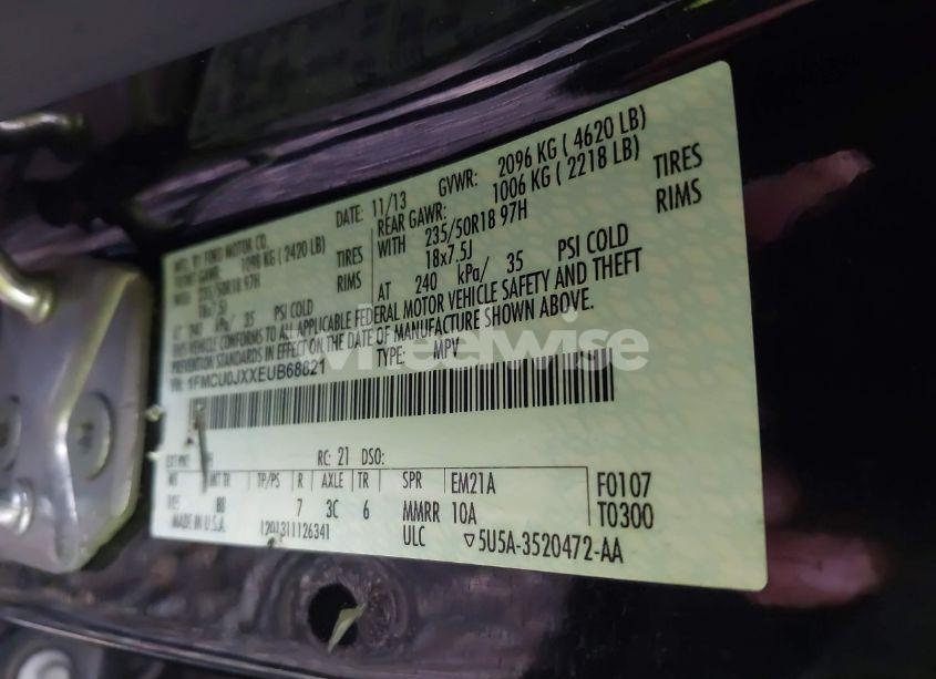 Photo 9 of 2014 Ford Escape TITANIUM (VIN 1FMCU0JXXEUB68821)