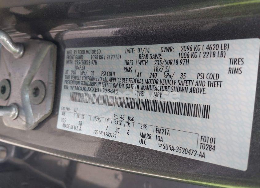 Photo 9 of 2014 Ford Escape TITANIUM (VIN 1FMCU0JXXEUC36440)