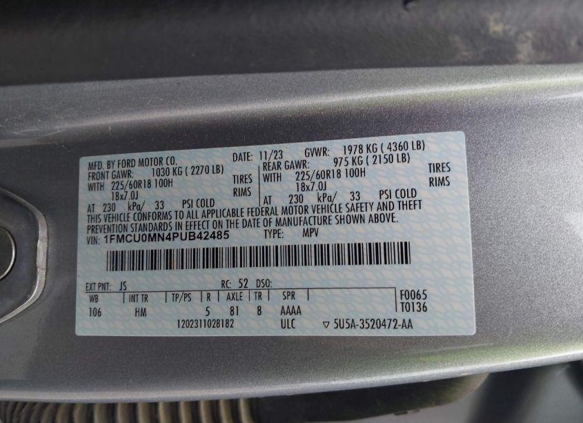 Photo 9 of 2023 Ford Escape ST-LINE (VIN 1FMCU0MN4PUB42485)