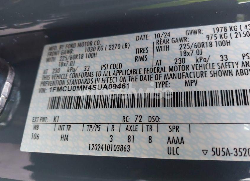 Photo 9 of 2025 Ford Escape ST-LINE (VIN 1FMCU0MN4SUA09461)