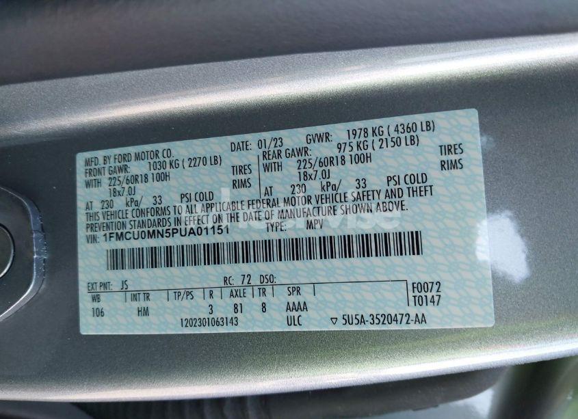 Photo 9 of 2023 Ford Escape ST-LINE (VIN 1FMCU0MN5PUA01151)