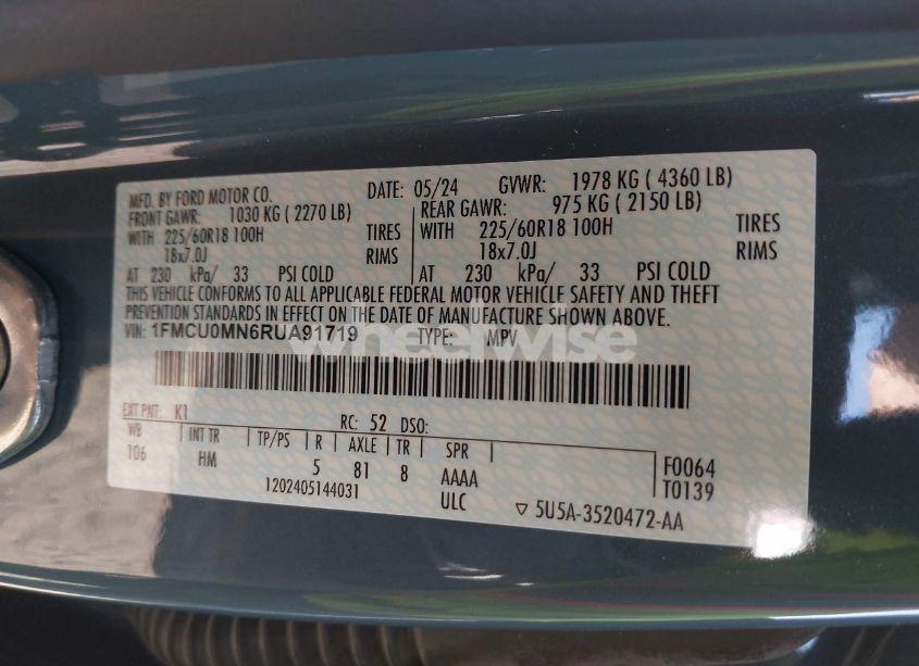 Photo 9 of 2024 Ford Escape ST-LINE (VIN 1FMCU0MN6RUA91719)