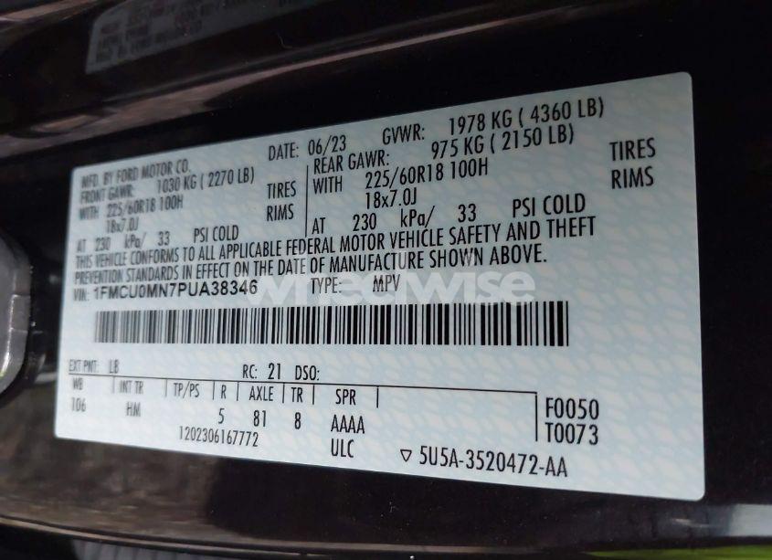 Photo 9 of 2023 Ford Escape ST-LINE (VIN 1FMCU0MN7PUA38346)