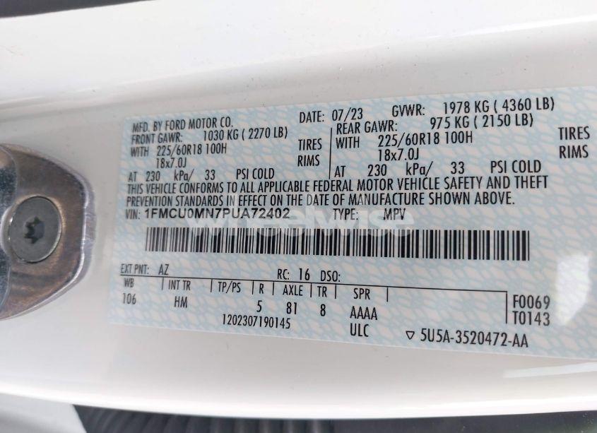 Photo 9 of 2023 Ford Escape ST LINE (VIN 1FMCU0MN7PUA72402)