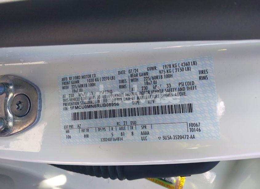 Photo 9 of 2024 Ford Escape ST-LINE (VIN 1FMCU0MN8RUB08956)