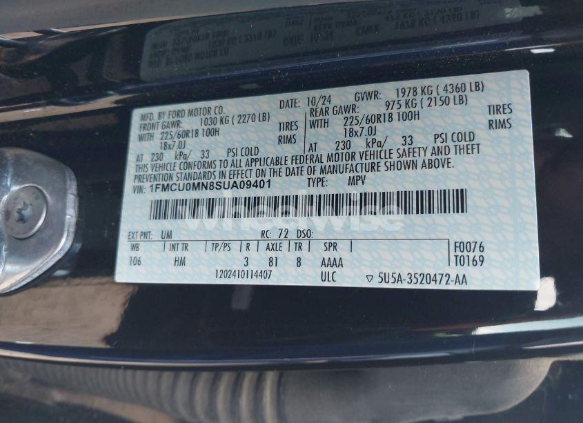 Photo 9 of 2025 Ford Escape ST-LINE (VIN 1FMCU0MN8SUA09401)