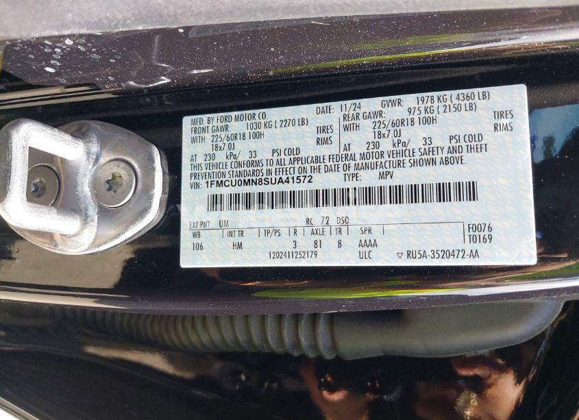 Photo 9 of 2025 Ford Escape ST-LINE (VIN 1FMCU0MN8SUA41572)