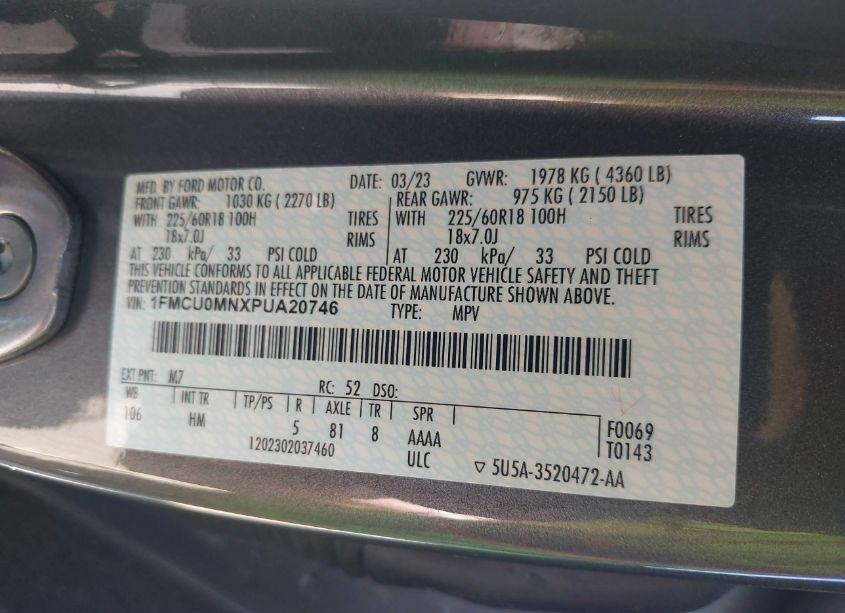 Photo 9 of 2023 Ford Escape ST-LINE (VIN 1FMCU0MNXPUA20746)