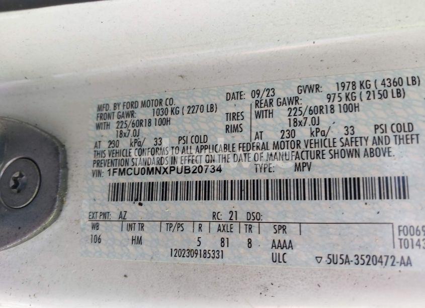 Photo 9 of 2023 Ford Escape ST-LINE (VIN 1FMCU0MNXPUB20734)