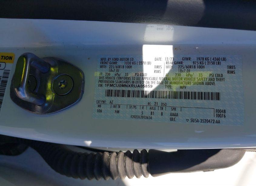 Photo 9 of 2024 Ford Escape ST-LINE (VIN 1FMCU0MNXRUA05859)