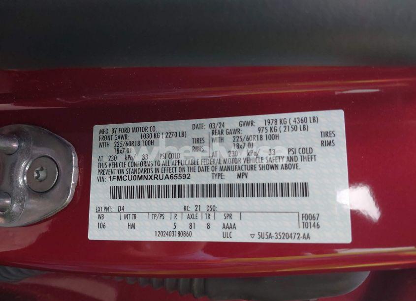 Photo 9 of 2024 Ford Escape ST-LINE (VIN 1FMCU0MNXRUA65592)