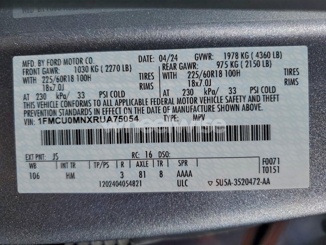 Photo 12 of 2024 FORD ESCAPE ST LINE N/A (VIN 1FMCU0MNXRUA75054)