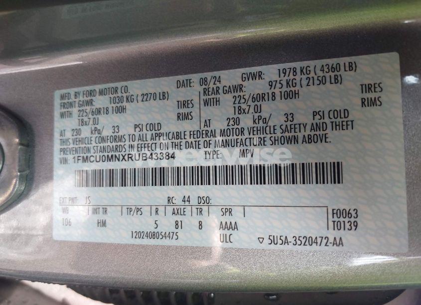 Photo 9 of 2024 Ford Escape ST-LINE (VIN 1FMCU0MNXRUB43384)