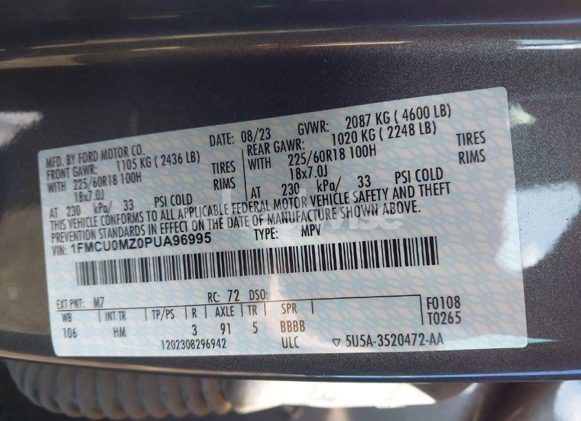 Photo 9 of 2023 Ford Escape ST-LINE (VIN 1FMCU0MZ0PUA96995)