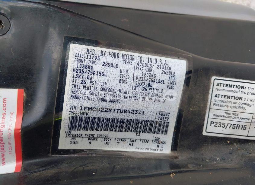 Photo 9 of 1996 Ford Explorer (VIN 1FMCU22X1TUB42311)