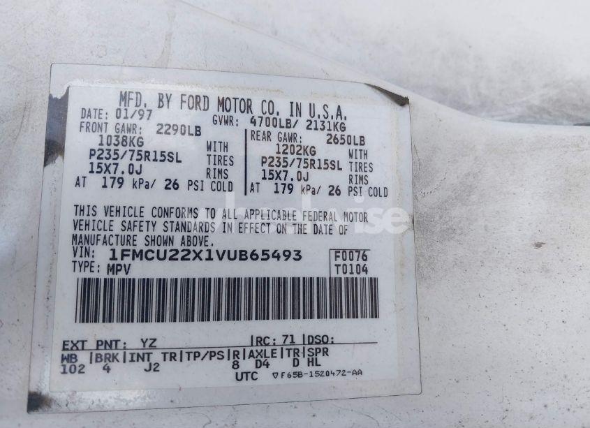 Photo 9 of 1997 Ford Explorer SPORT/XL (VIN 1FMCU22X1VUB65493)